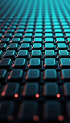 Fototapeta premium Close-up of a futuristic panel featuring illuminated buttons, showcasing modern technology and design elements in a captivating pattern.