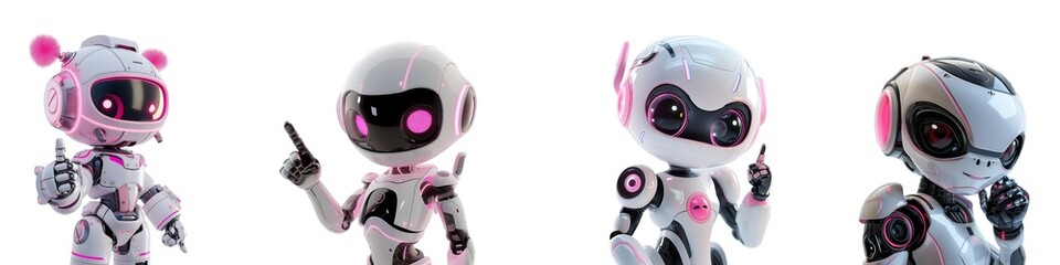 3D AI chatbot, female pink and white - Artificial Intelligence digital concept, cutout