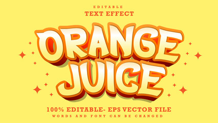 3d Minimal Word Orange Juice Editable Text Effect Design Template, Effect Saved In Graphic Style