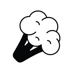 broccoli glyph icon with white background vector stock illustration