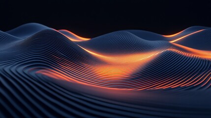 Abstract wave patterns with glowing highlights in a dark setting