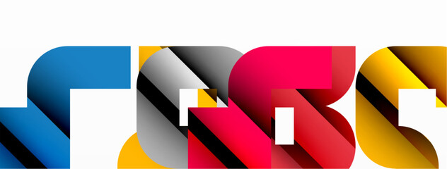 Colorful curve geometric shapes on white