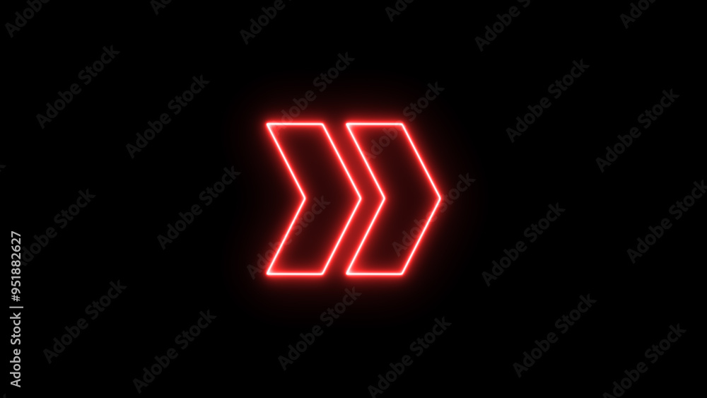 Poster neon arrow icon. red neon arrows on a black background. glowing arrow pointers icon. outline arrow p