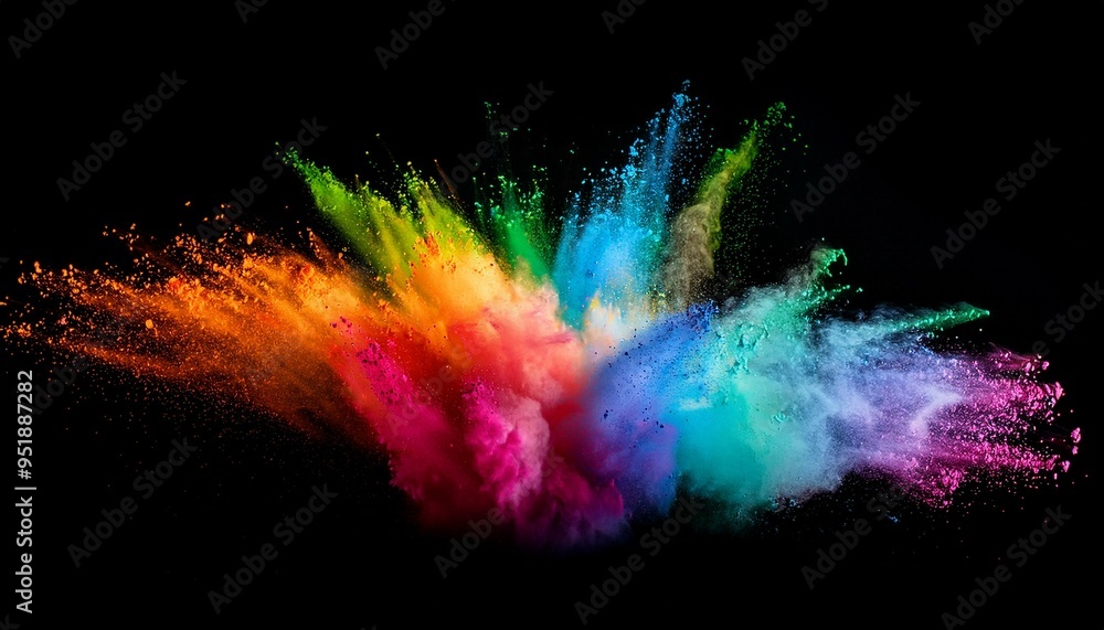 Canvas Prints colored powder, exploding on a black background
