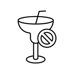 alcohol prohibition line icon with white background vector stock illustration