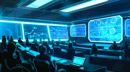 Technological Classroom: Lecture Room with Virtual Screens for Digital Learning