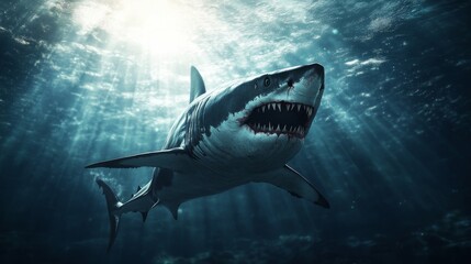 Fototapeta premium Great White Shark Underwater.