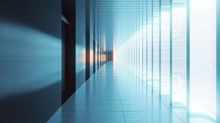 Futuristic Corridor with Glowing Panels