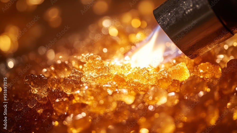 Poster golden bokeh background with torch.