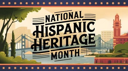 Fototapeta premium National hispanic heritage month festival banner with colorful art design