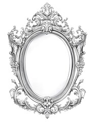 Antique Mirror Coloring Page with Light Grayscale Design