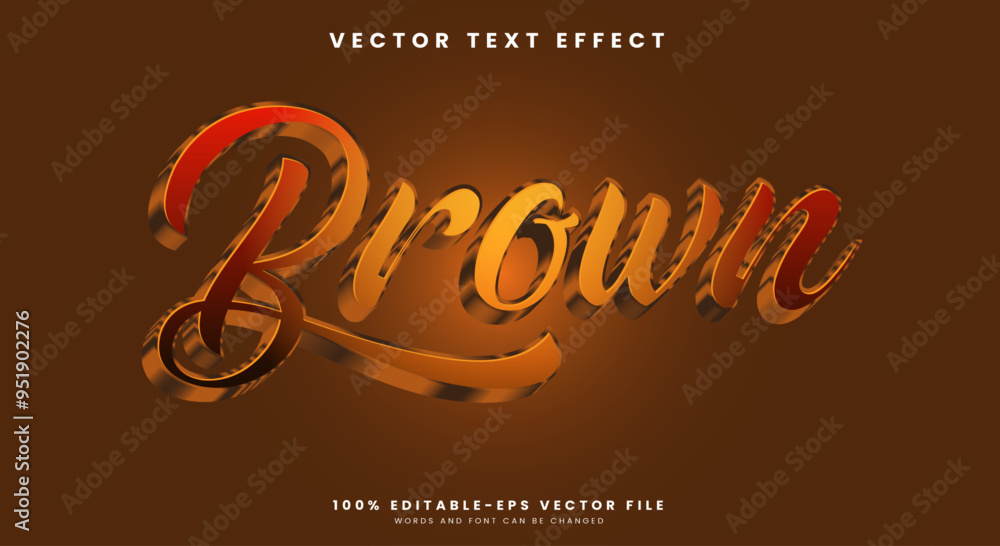 Poster brown 3d gradient style editable text effect template