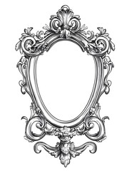 Antique Mirror Coloring Page with Light Grayscale Design