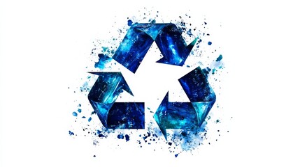 Abstract Blue Recycle Symbol.