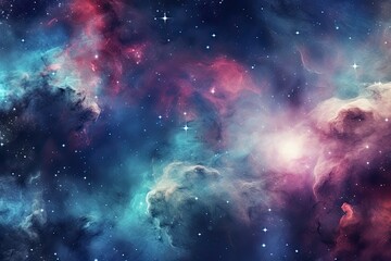 Naklejka premium Nebula and galaxies in space abstract cosmos background