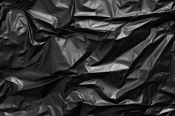 Wrinkled black plastic wrap texture background