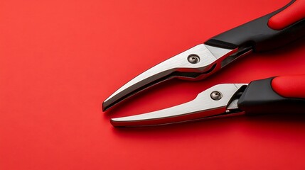 Black and Red Pliers on a Red Background