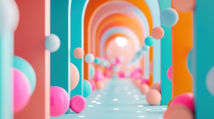 An experiential marketing display featuring sensory elements like touch and sound, creating a captivating brand experience. The scene includes ample copy space for promotional messages.