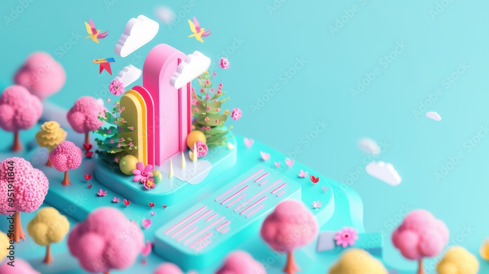 Poster a sophisticated marketing layout emphasizing the hybrid model, combining physical and digital market
