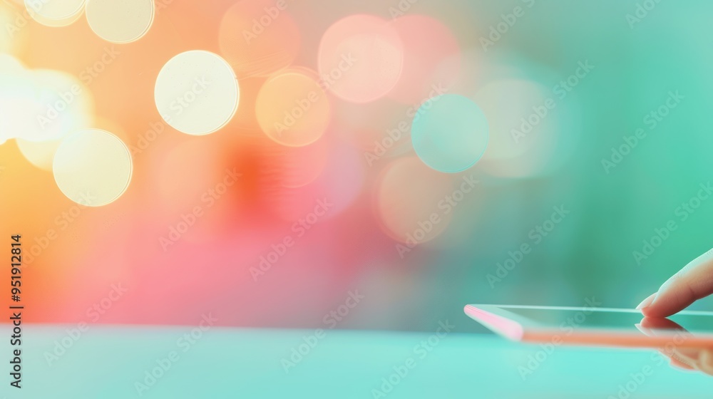 Poster a close-up of a marketer's hand analyzing retargeting data on a tablet, with an open area of copy sp