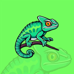 chameleon mascot logo cartoon illustration. Adobe Illustrator Artwork