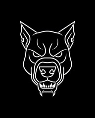 Fototapeta premium Cerberus head minimalist line art illustration