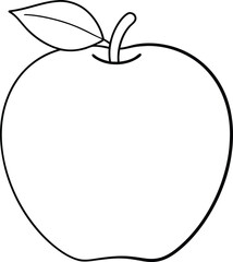 Minimalist apple illustration featuring a single flowing line and a leaf for a chic look
