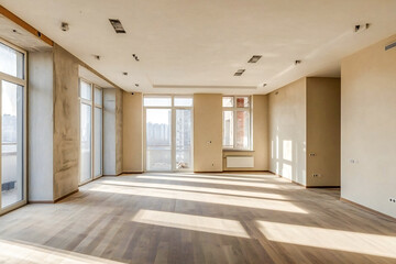 Fototapeta premium apartment at the stage of internal finishing, renovation in the apartment finishing
