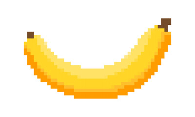 Fototapeta premium pixel banana fruit, pixilated banana for icon, pixel banana for illustration