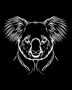 recommend clip art: Koala head minimalist line art illustration