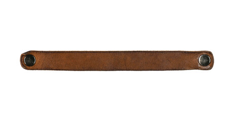 Long thin used strap or belt isolated on white, top view, PNG