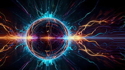 Fototapeta premium abstract background illustrating the dynamic energy of ions in motion