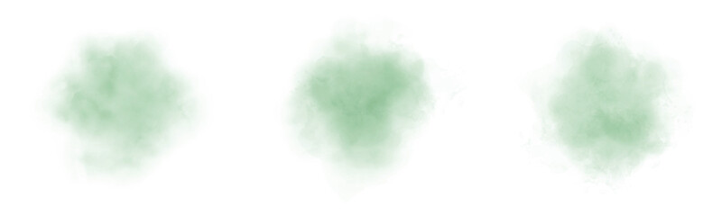 Watercolor splash. Set of green watercolor splashes on a white background. Green watercolor texture. Watercolor splatter stains artistic vector used as an element in the decorative design.
