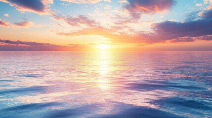 Obraz premium A sunrise over a serene ocean, symbolizing the beginning of a new day and the eternal cycle of Earth's natural rhythms