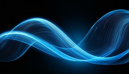 black background, wave in blue neon