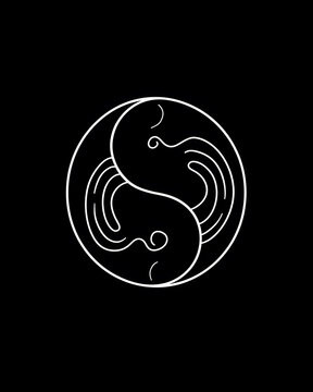 recommend clip art: Yin and Yang Symbol with Taijitu Taoism minimalist line art illustration