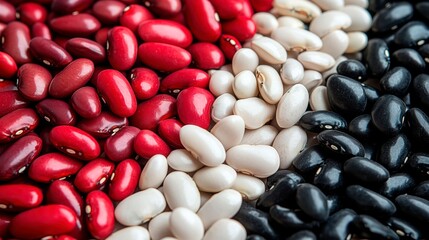 Colorful assortment of beans arranged in a vibrant display