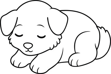 Fototapeta premium Cute dog sketch with playful expressions for children to color and enjoy 