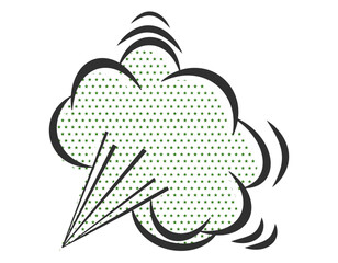 吹き出し　アメコミ　星柄　ドット柄　プンプン 緑