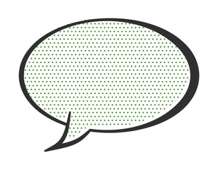 吹き出し　アメコミ　星柄　ドット柄　楕円　緑