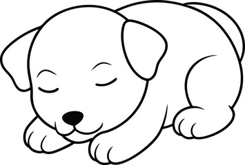 Fototapeta premium Sweet and playful dog line art ideal for kids to add colors and create cheerful scenes 
