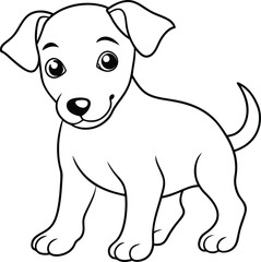 Naklejka premium Happy dog line art perfect for children’s coloring books full of joy and playfulness 