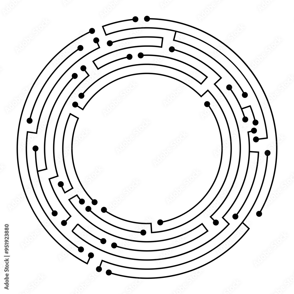 Aufkleber circuit board circle frame. abstract digital round frame, hardware board and electronic motherboard 