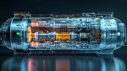 A highly detailed and technical cross-section of a nuclear fission reactor vessel, highlighting the engineering marvel of its design, including the pressure vessel, fuel rods, and cooling systems, 