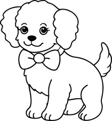 Fototapeta premium Cute dog drawing with a playful pose waiting for kids to fill with colors 