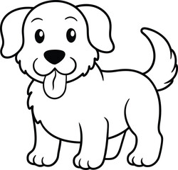 Playful dog illustration with a happy expression waiting for colorful art
