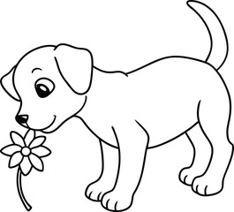 Adorable dog sketch with a wagging tail perfect for a fun coloring session

