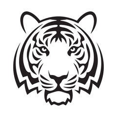 A tiger head icon silhouette vector art illustration