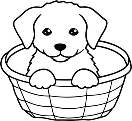 Fototapeta premium Cute dog drawing with lots of personality waiting for kids to color 