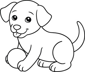 Obraz premium Adorable dog sketch with a big smile and playful pose for kids to color 